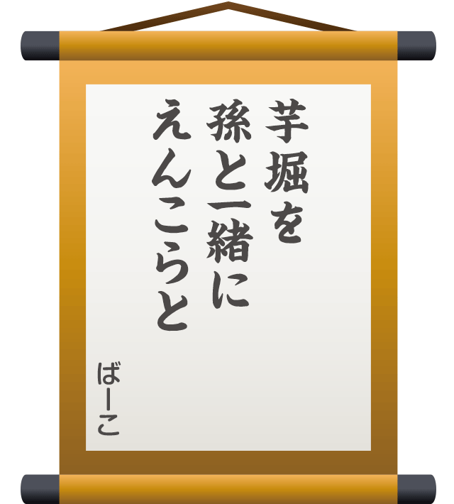 芋堀を 孫と一緒に えんこらと ／ ばーこ