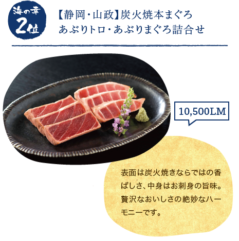 海の幸2位「【静岡・山政】炭火焼本まぐろ あぶりトロ・あぶりまぐろ詰合せ」