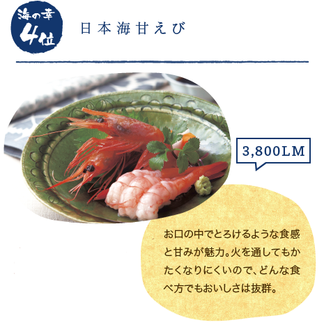 海の幸4位「日本海甘えび」